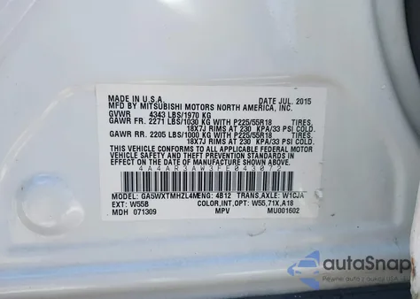 2015 Mitsubishi Outlander Sport Es from USA, damaged, VIN 4A4AR3AW3FE043072